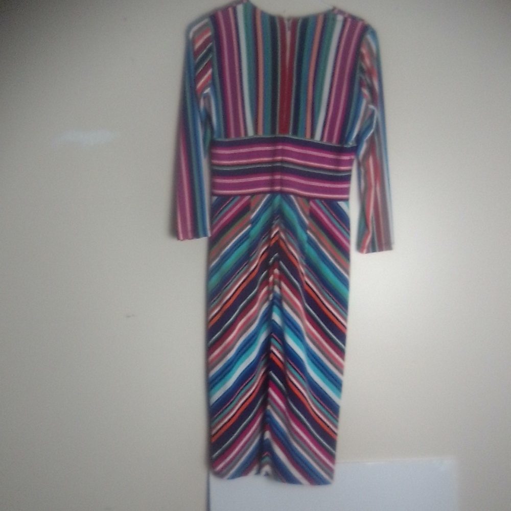 MAGGY LONDON Multicolor Striped Women's Dress SIZE 8 - Picture 6 of 9